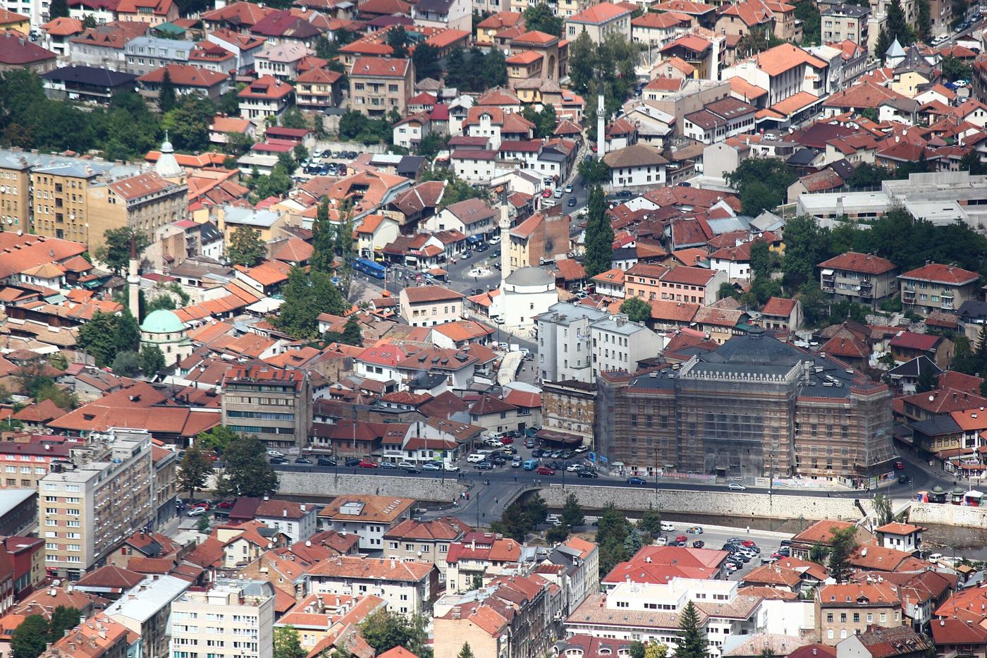 Baščaršija seen from Mount Trebević